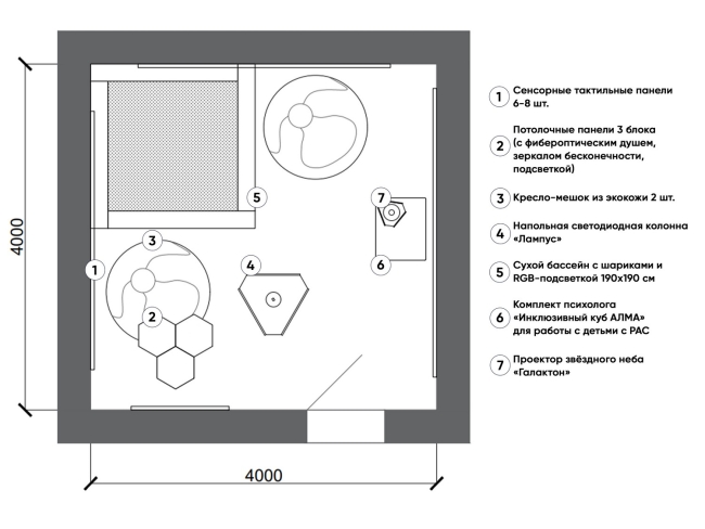 Для сенсорной комнаты 16 м2 Для сенсорной комнаты 16 м2