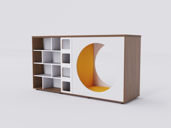 Стеллаж детский книжный с местом для отдыха из коллекции СТУГЛ 200х60х105 см