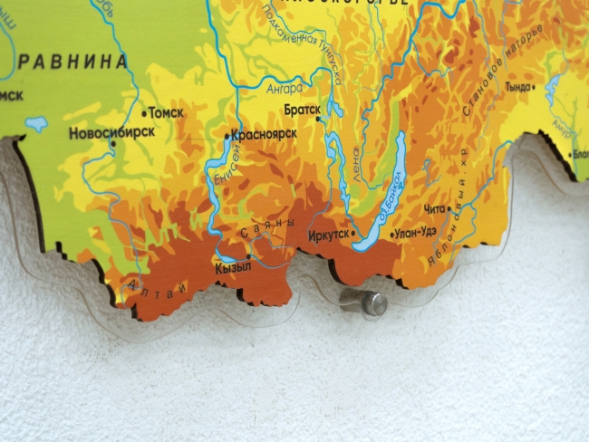 Физическая карта России из дерева на стену "Родина моя"