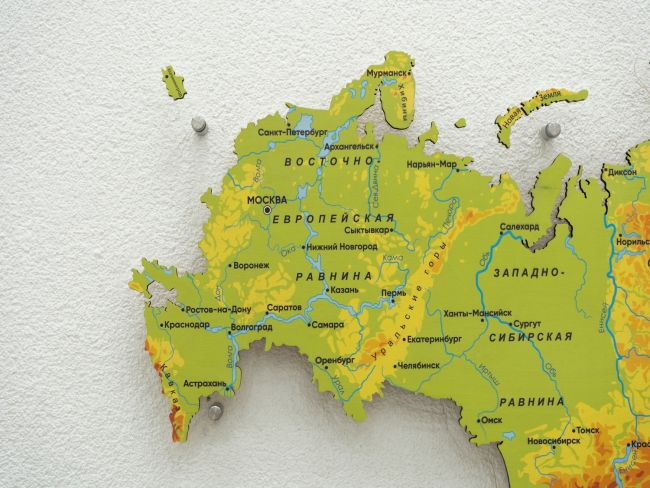 Физическая карта России из дерева на стену "Родина моя"