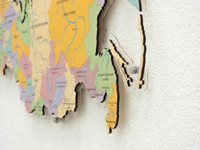 Административная карта России из дерева на стену "Родина моя" Административная карта России из дерева на стену "Родина моя"