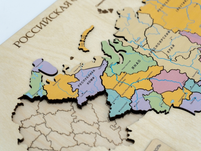 Пазл из дерева - Административная карта России "Родина Моя" Пазл из дерева - Административная карта России "Родина Моя"