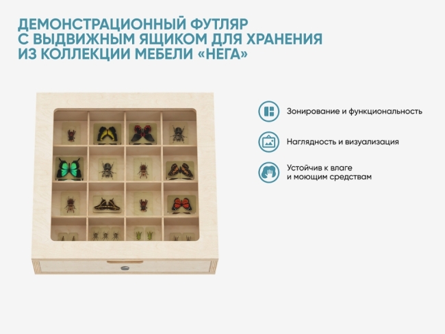 Демонстрационный футляр с выдвижным ящиком для хранения из коллекции мебели «НЕГА» Демонстрационный футляр с выдвижным ящиком для хранения из коллекции мебели «НЕГА»