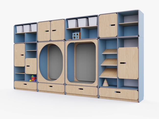 10433.650 Детская стенка с местом для хранения и зонами отдыха купить в интерне-магазине Veerdan.ru Детская стенка с местом для хранения и зонами отдыха