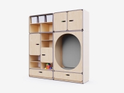 Детская стенка с местом для хранения и овальной зоной отдыха Детская стенка с местом для хранения и овальной зоной отдыха