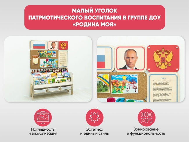 Малый уголок патриотического воспитания в группе ДОУ - «Родина моя»