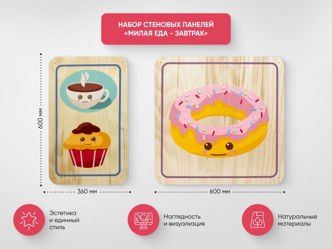 Набор стеновых панелей «Милая еда - Завтрак» Набор стеновых панелей «Милая еда - Завтрак»